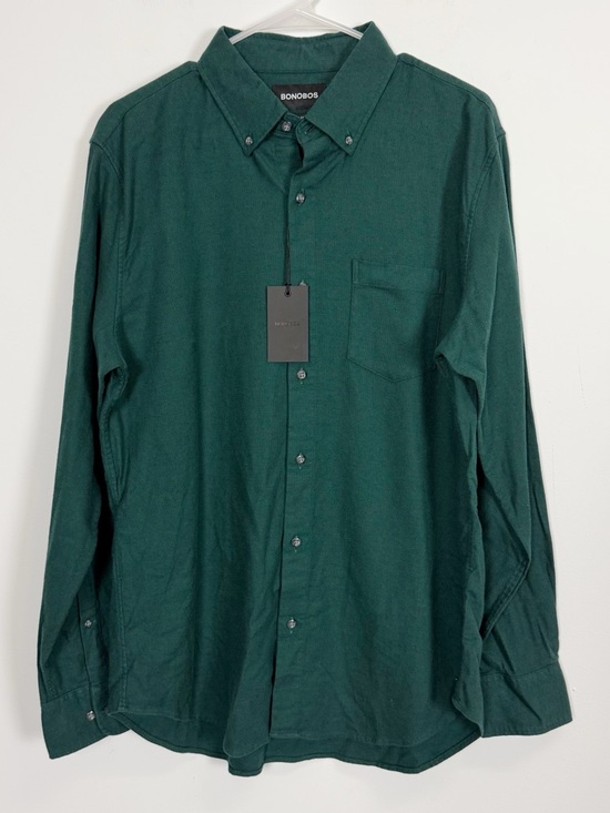Bonobos Button Down Mens Large Reg Slim Fit Green Dobby Houndstooth NWT
